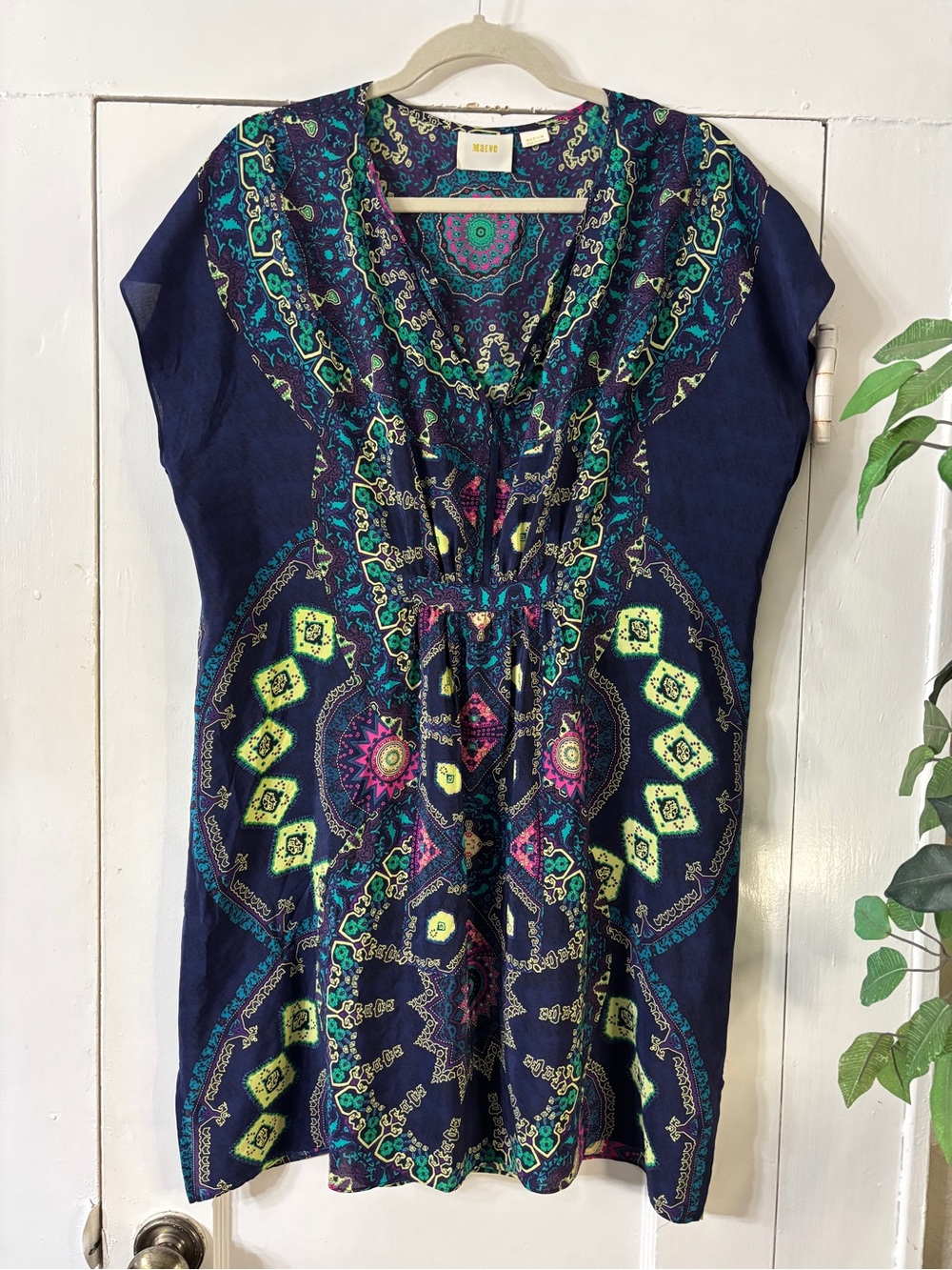 Anthropologie Maeve Silk Medallion Midi Dress